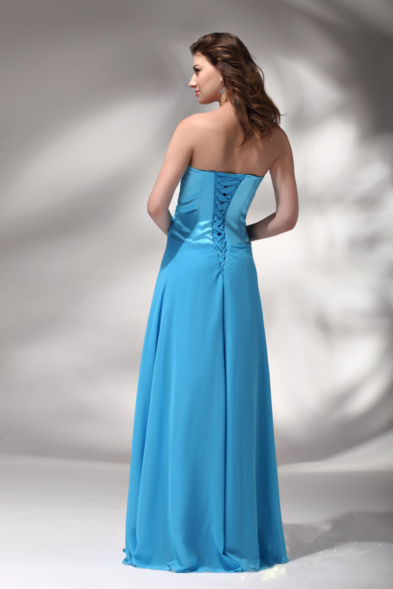 Sweetheart Rhinestone Formal Evening Gown Long Bridesmaid Dress
