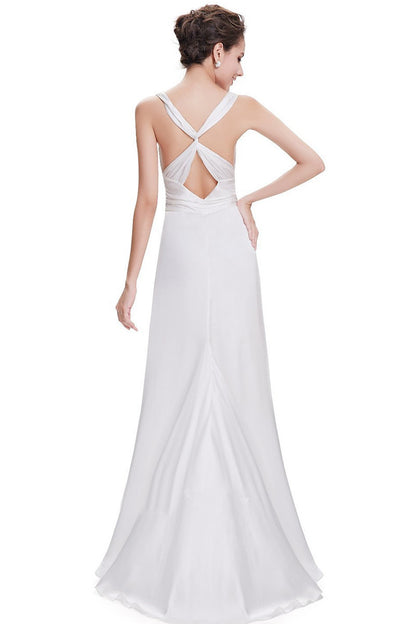 Deep V Neck Empire Waist Slim Cross Back Slim Dress Gown