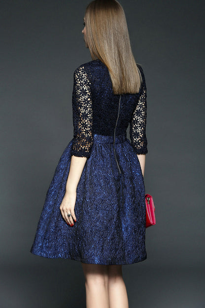 Daisy Lace Top With Emboss Skirt Dress