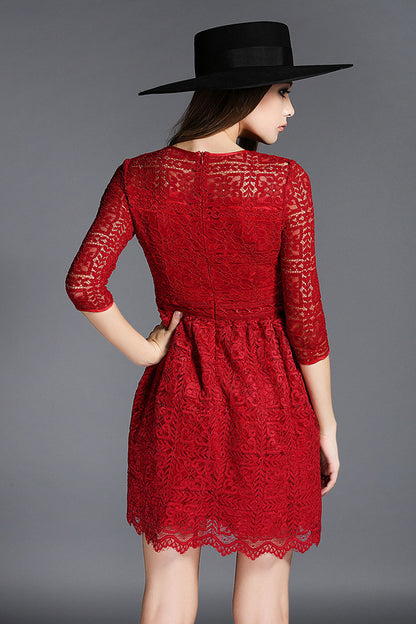 Multi Pattern Full Lace Dress