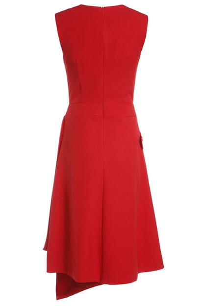 FASHION ROUND NECK SLEEVELESS SLIM IRREGULARITY HEM DRESS