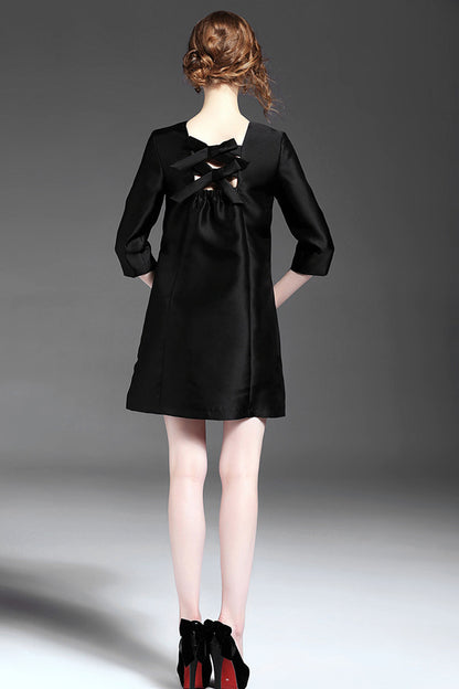 WOMEN'S CASUAL 3/4 SLEEVE EMBROIDERY ROUND NECK DRESS