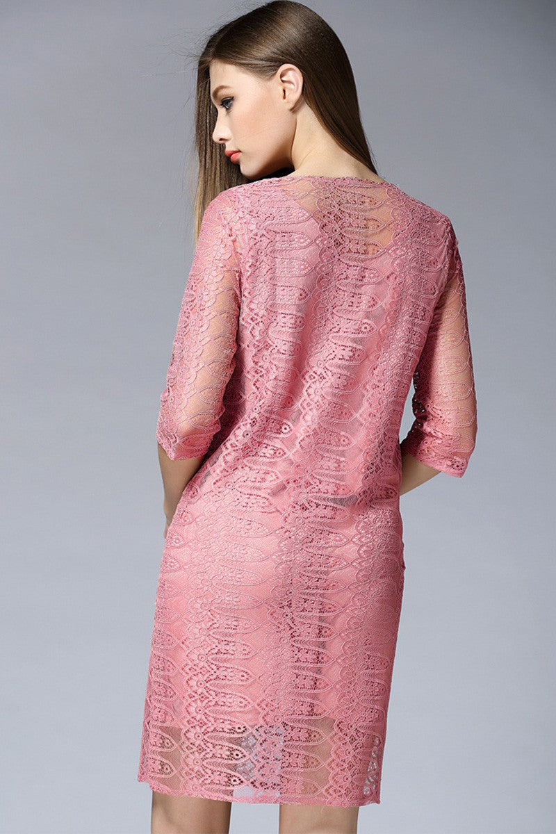 Boat Neck  Full Lace Dress