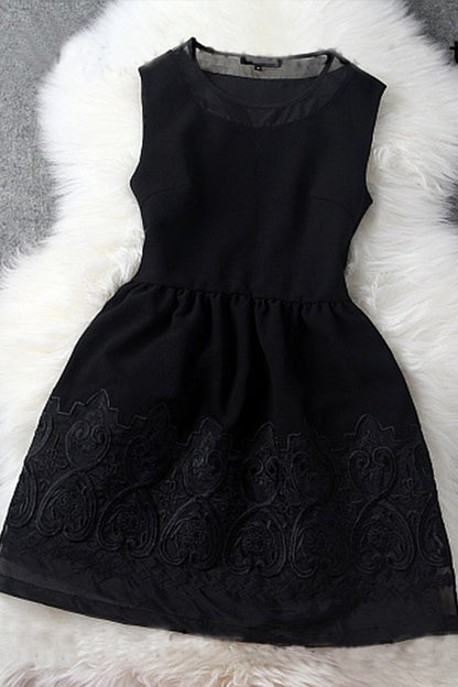 1 Women's Grace Embroidery Boat Lace Fit Short Dress - NJOYDRESS - 4