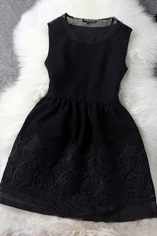 1 Women's Grace Embroidery Boat Lace Fit Short Dress - NJOYDRESS - 4