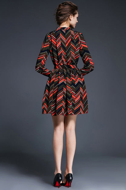 Wave Pattern With Bowknot Dress - NJOYDRESS - 3