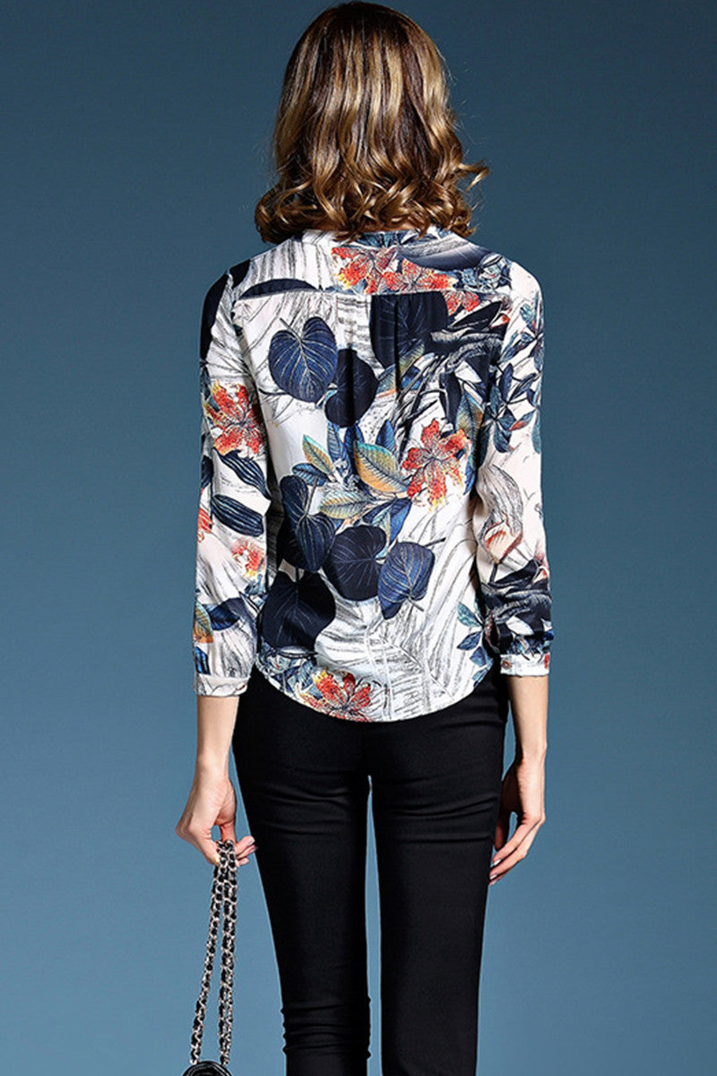 Round Neck Floral Printing Blouse
