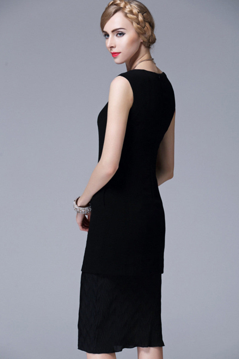 Contast Tiered Bottom Cocktail Midi Dress
