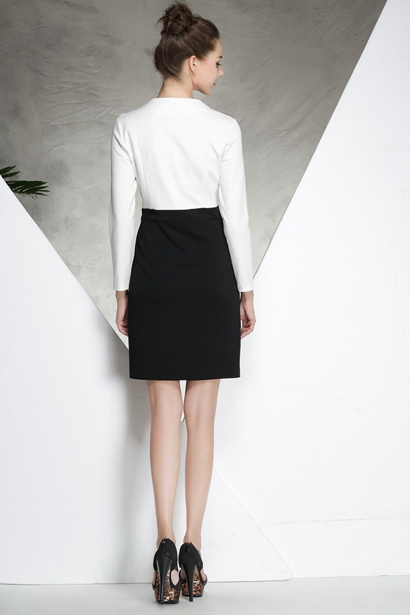 WOMEN'S WERE TO WORK BOAT NECK SLIM LONG SLEEVE DRESS