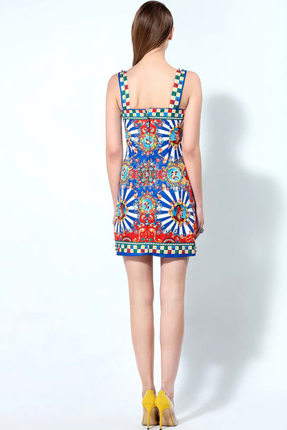 Sicily Bright Printed With Beaded Casual Sundress