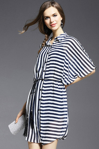 [30% OFF TILL 7 APR] Casual Stripe Irregularity Loose Mini Dress