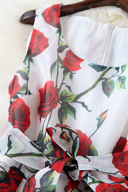 1 Women's Fashion Printing Flower Sleeveless Fit and Flare Dress - NJOYDRESS - 3