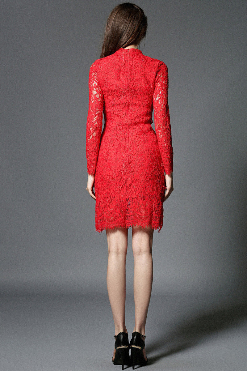 Camellia Shade Lace Elegant Cheongsam - NJOYDRESS - 2