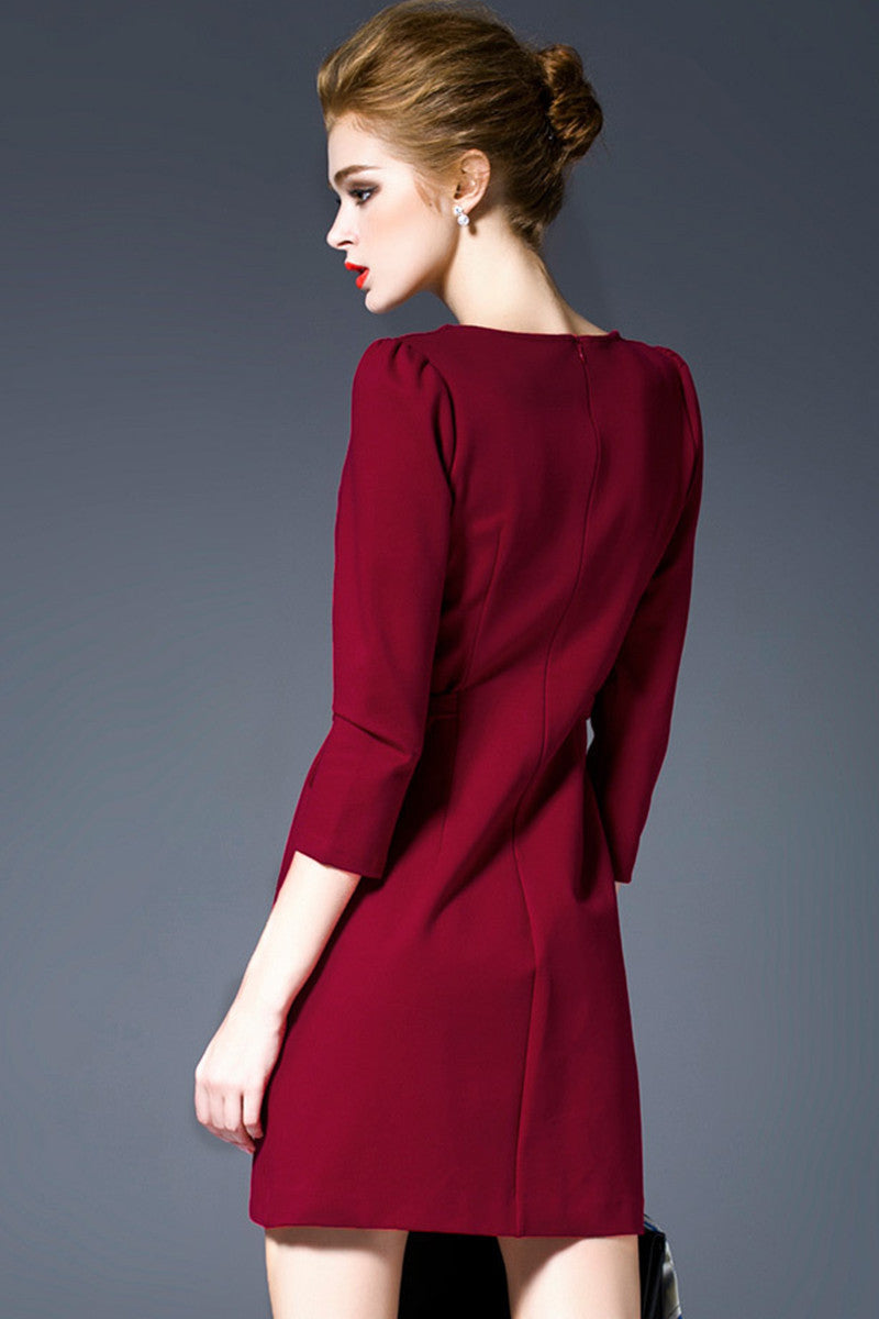 WOMEN'S GRACE WEAR TO WORK V NECK CASUAL SHORT DRESS