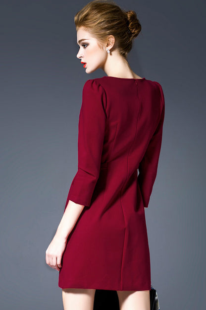 WOMEN'S GRACE WEAR TO WORK V NECK CASUAL SHORT DRESS
