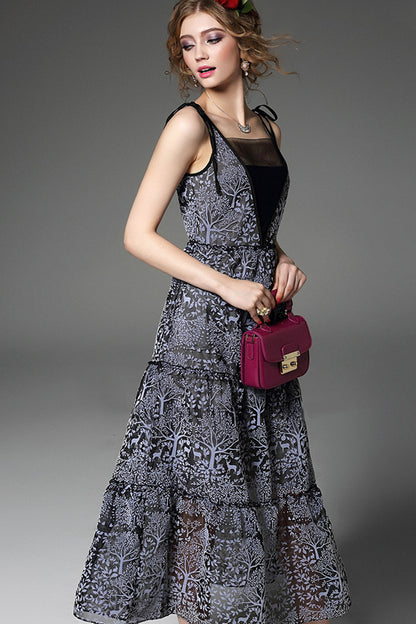 Elegant Spaghetti Sheer Empire Waist Dress