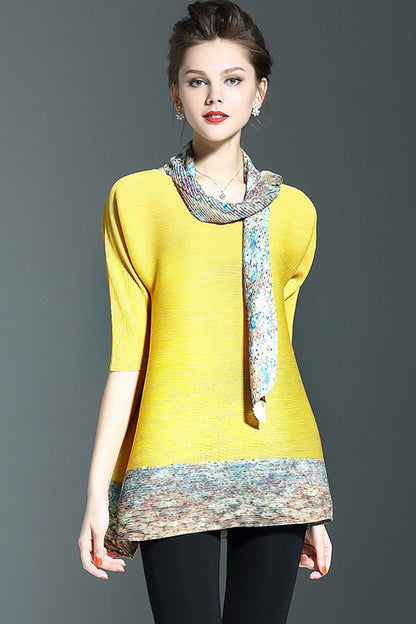 Flared Long Digital Blouse With Scaft