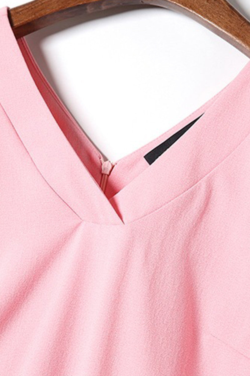 V Neck Mesh Sleeve scoop Back Unique Dress