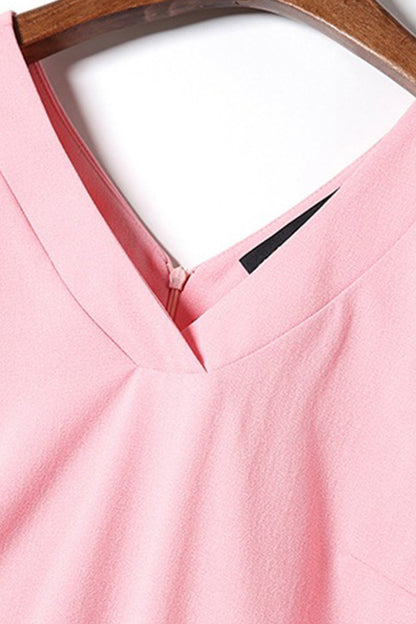 V Neck Mesh Sleeve scoop Back Unique Dress