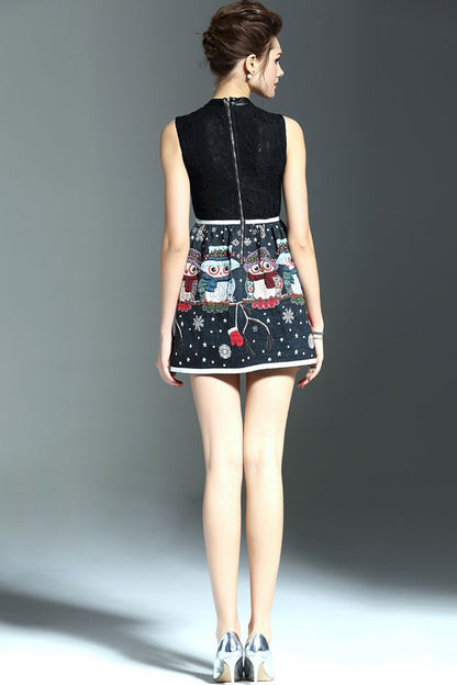WOMEN'S CASUAL MULTI CARTOON PRITING SLIM SHOR DRESS