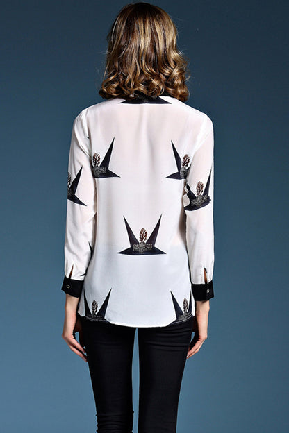 Cranes Mixed Stud Long Sleeve Blouse