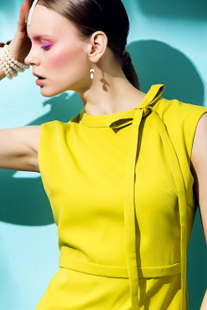 Classical Little Mock Neck With Varabow Pencil Cocktail Dress