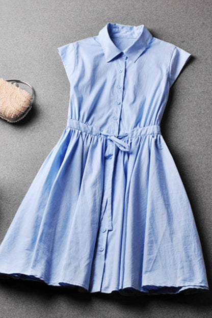 [30% OFF TILL 7 APR] Lapel Casual A-line Sleeveless Wear To Work Dress