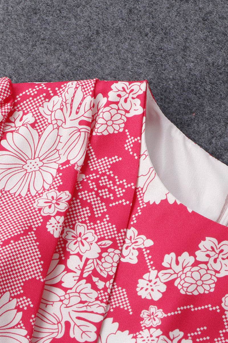 Floral Printing High Waist Fake Tube Dress