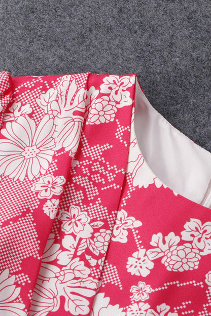 Floral Printing High Waist Fake Tube Dress