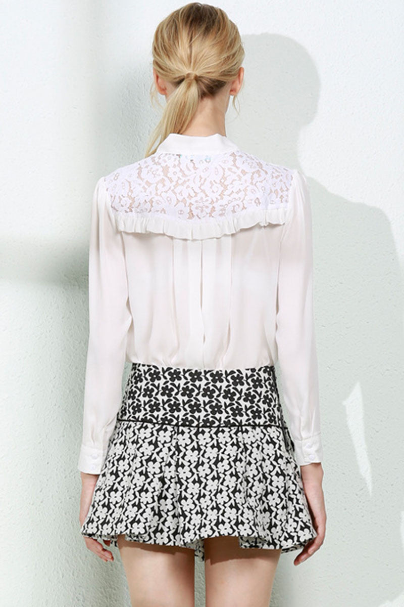 Thin Chiffon Tops With Lace On Bust - NJOYDRESS - 3