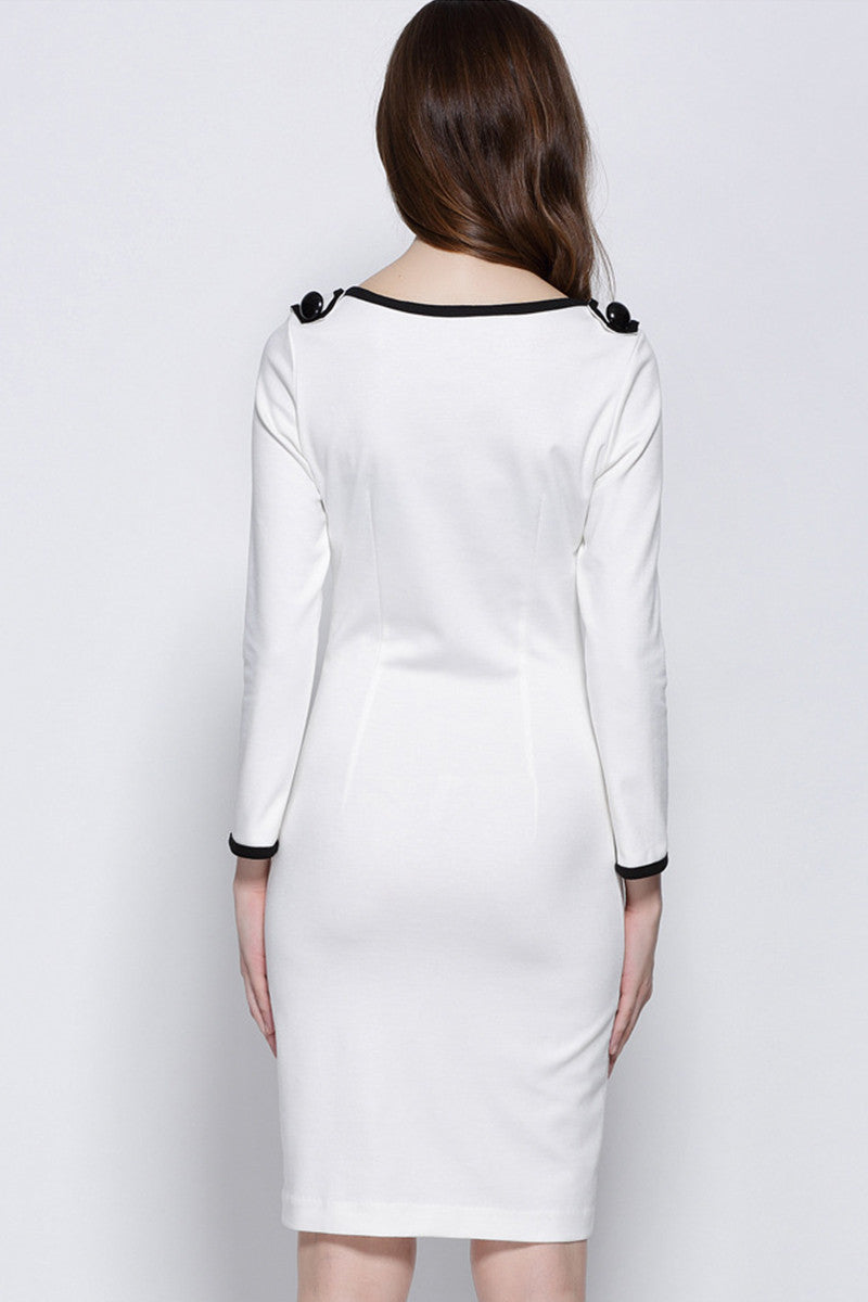 EMPIRE WAIST WEAR TO WORK ELEGANT LONG SLEEVE SLIM DRESS