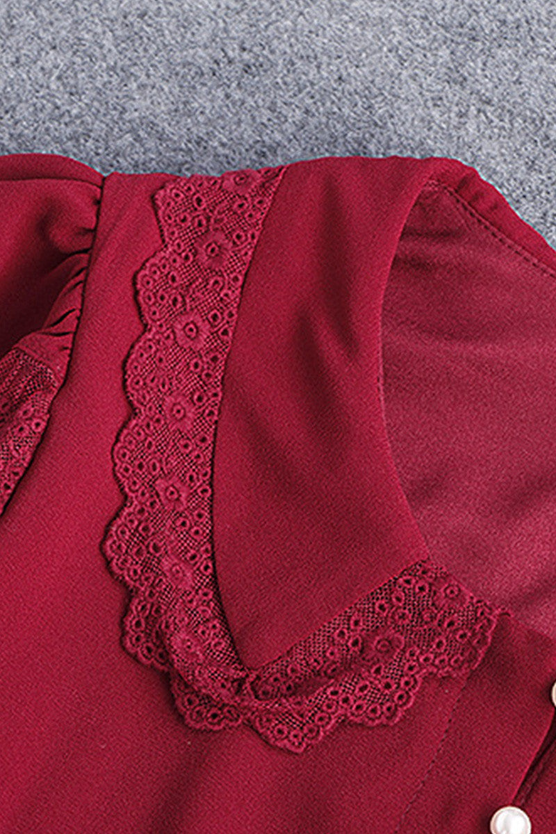 Doll Collar Multi Layer Lace Hemline Dress