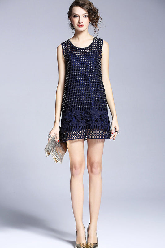 Laser Cut With Stud Short Cocktail Dress