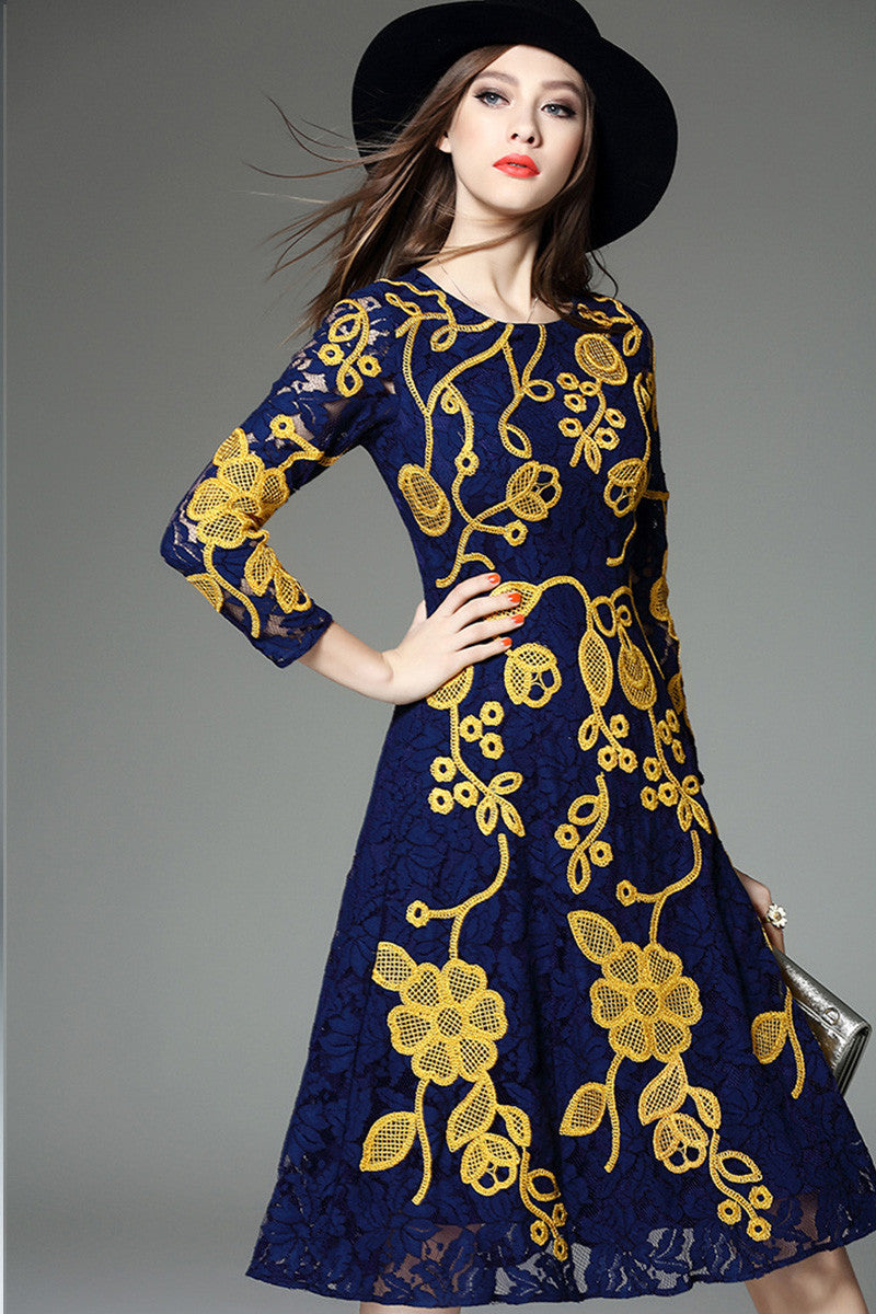 Dot Pattern Mini Dress With Lace Off Shoulder Looking - NJOYDRESS - 2