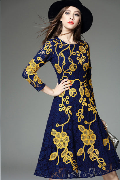 Dot Pattern Mini Dress With Lace Off Shoulder Looking - NJOYDRESS - 2