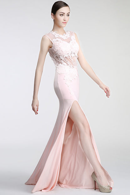 Floral Patch Bust High Size Slit Dress