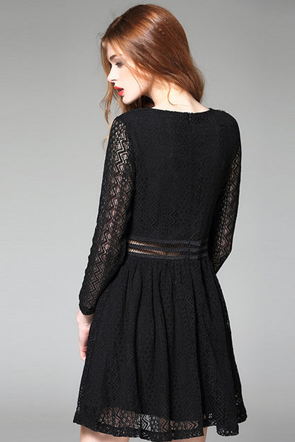[30% OFF TILL 8 APR] Multi Lace Paneled Lace-UP Short Cocktail Dress