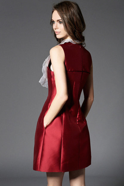 WOMEN'S STAND COLLAR SLEEVELESS COCKTAIL PARTY DRESS
