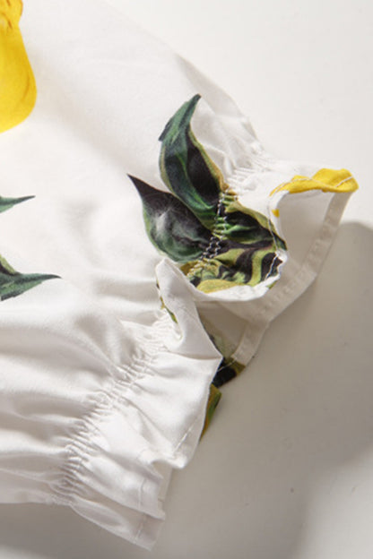 WOMEN'S CASUAL BOAT NECK SHORT SLEEVE LOOSE FLOWER PRINTING DRESS