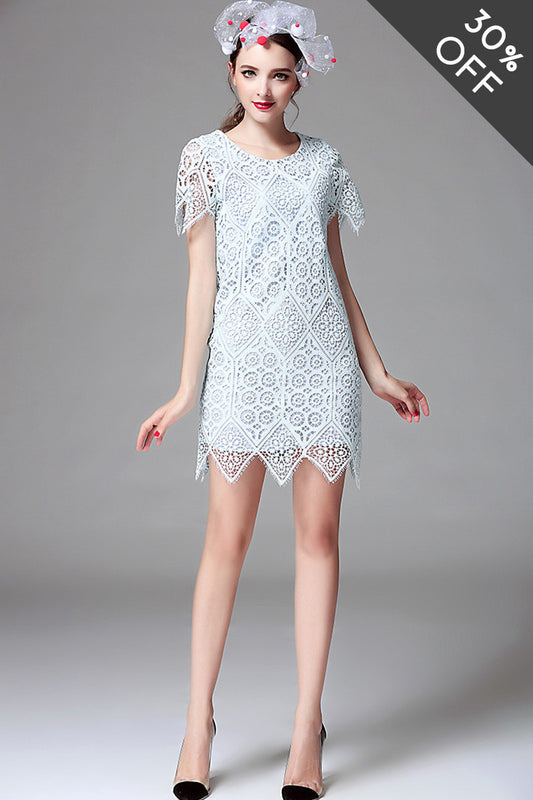 [30% OFF TILL 7 APR] Vintage Lace Embroidery Round Neck Casual Dress