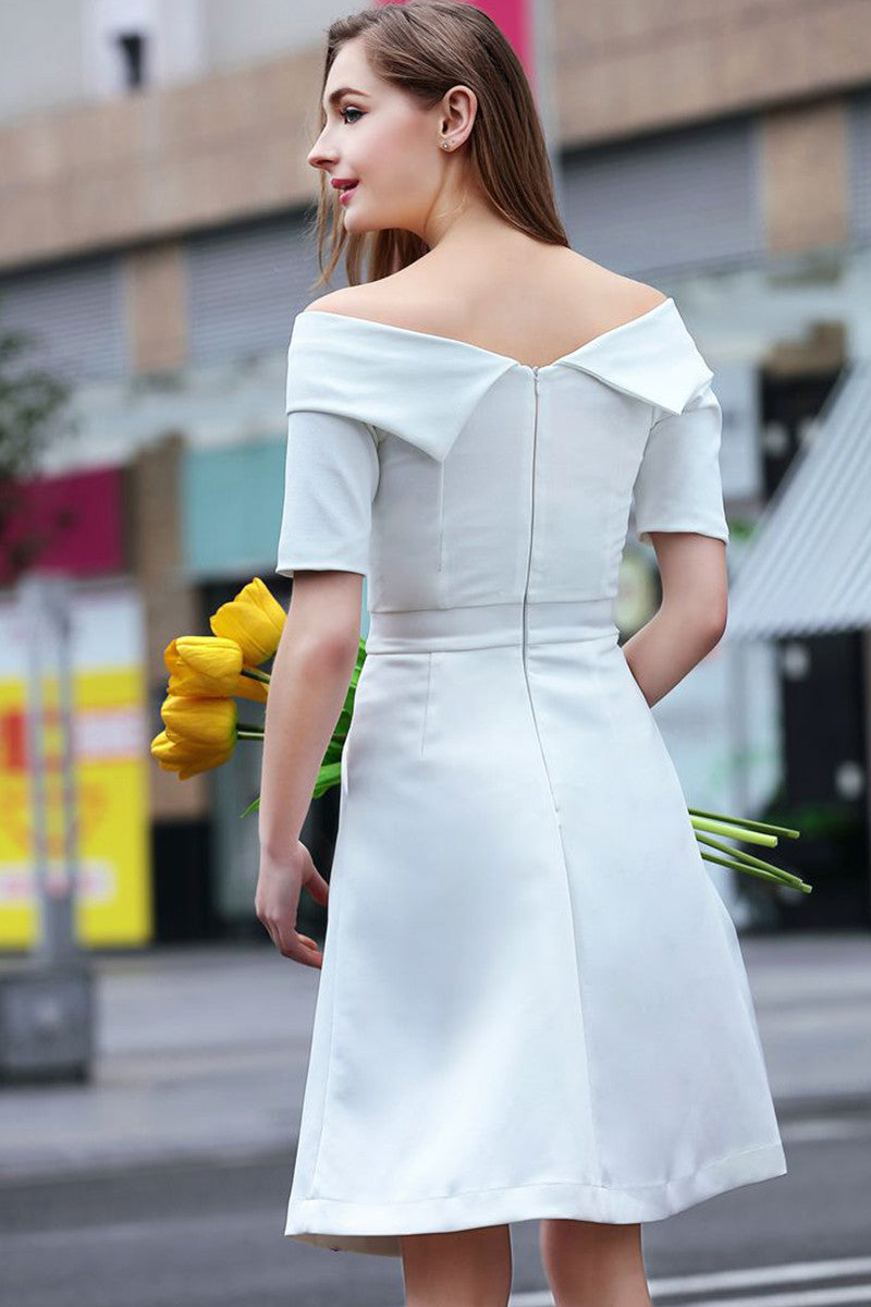 Irregularity Boat Neck Elegant OL Midi Dress