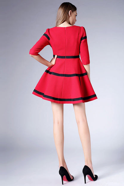 Big Check Wafer Flared Dress