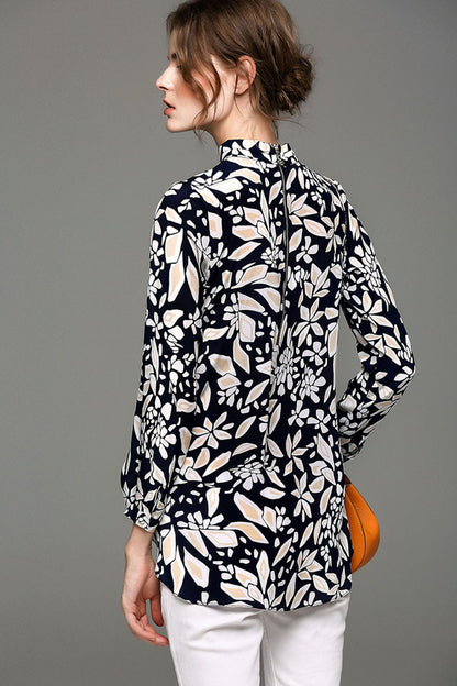 Mock Neck With Bow Tie Tops - NJOYDRESS - 3