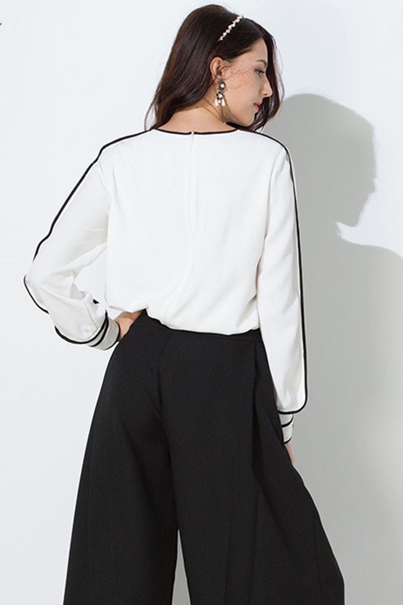 Contrast Blinding Pull Over Tops - NJOYDRESS - 3