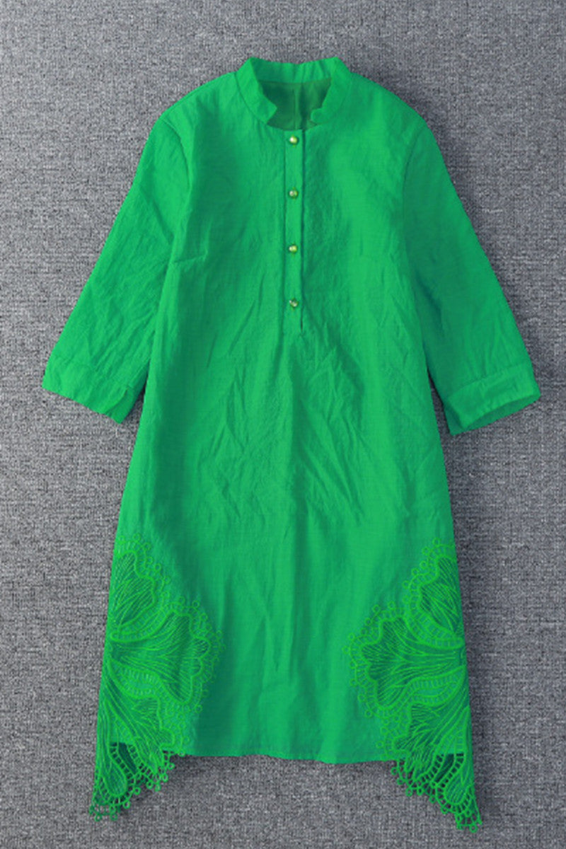 WOMEN'S CASUAL SLIM EMBROIDERY GRACE HALF SLEEVE WEAR TO WORK DRESS