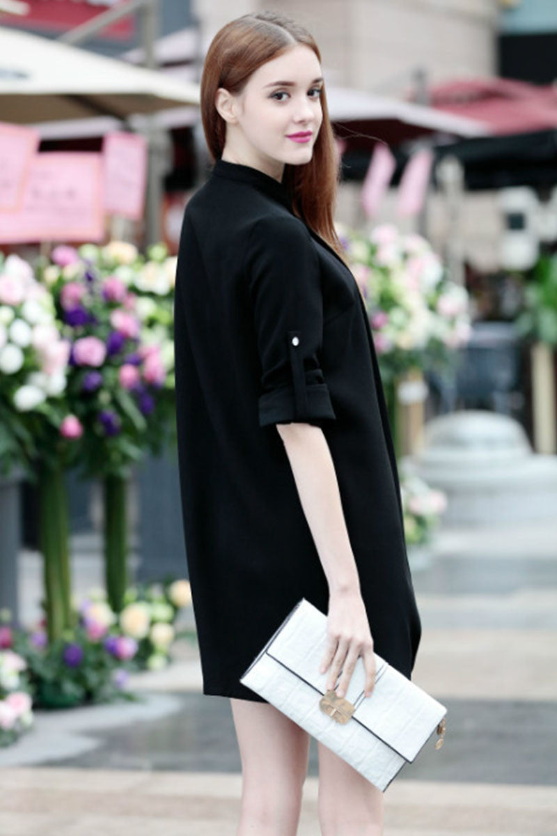 Roll-Up Sleeve Accordion Dress - NJOYDRESS - 3