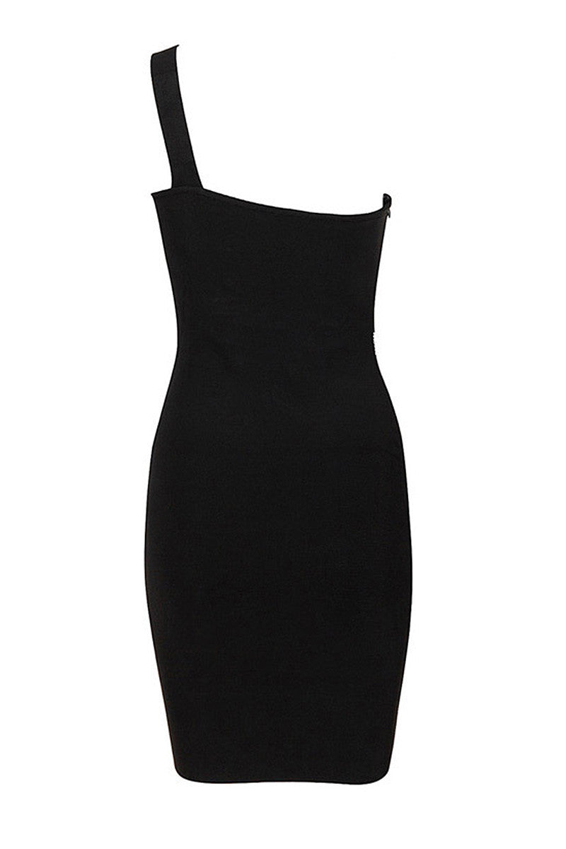 Sexy One Shoulder Beaded Mini Club Dress