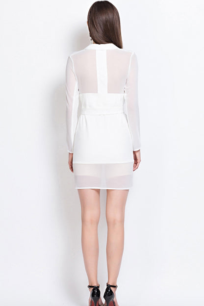 [30% OFF TILL 8 APR] Elegant Deep V Neck Chiffon Irregularity Cocktail Dress