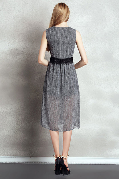 Surplice Lace Waist Midi Wear To Work Dress