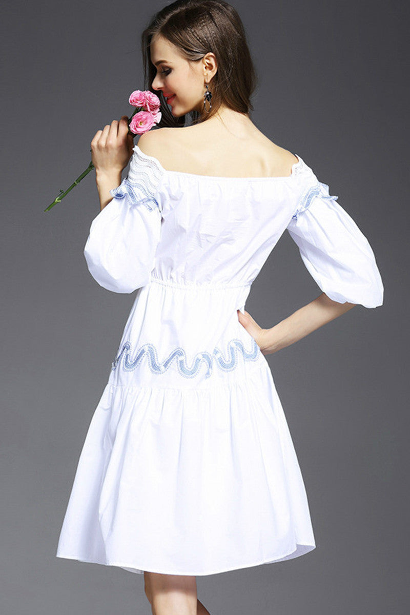 [30% OFF TILL 7 APR] Boat Neck Pure Casual Vacation Dress